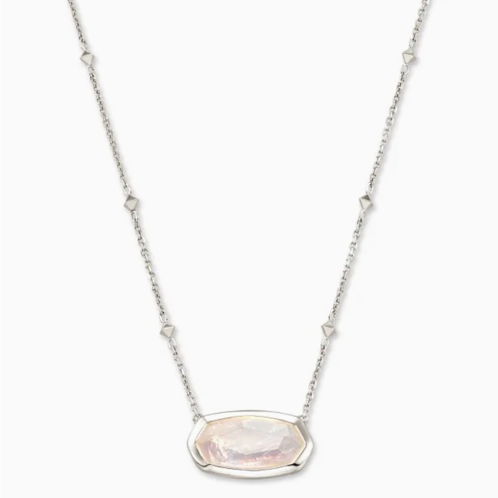 🌼🌸Kendra scott Elisa 14k white gold satellite rainbow moonstone necklace.